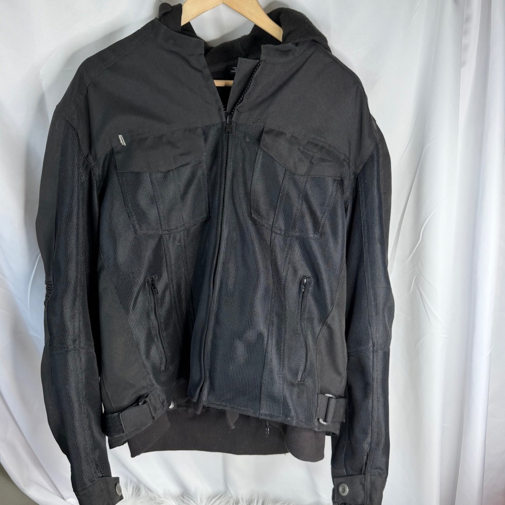 Street & Steel Mens Black Mesh Motorcycle Riding Jacket Vault Armor LG